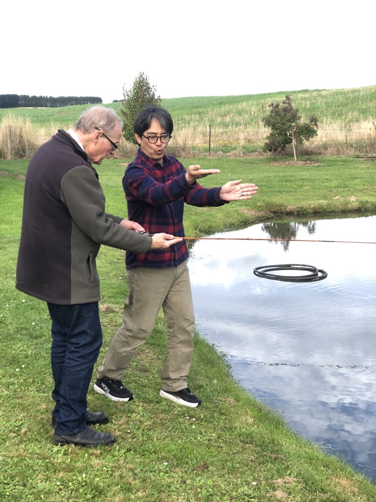 Fred gets some pointers from Master Caster Tomonori Higashi