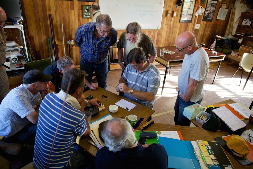 Mark Rampant demonstrating his artistic rod wrapping.
