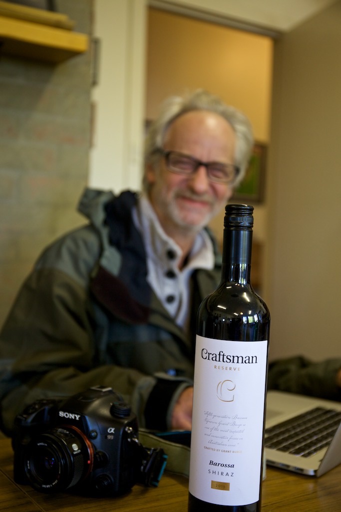 Jeff Wagner sampling Australian wine.